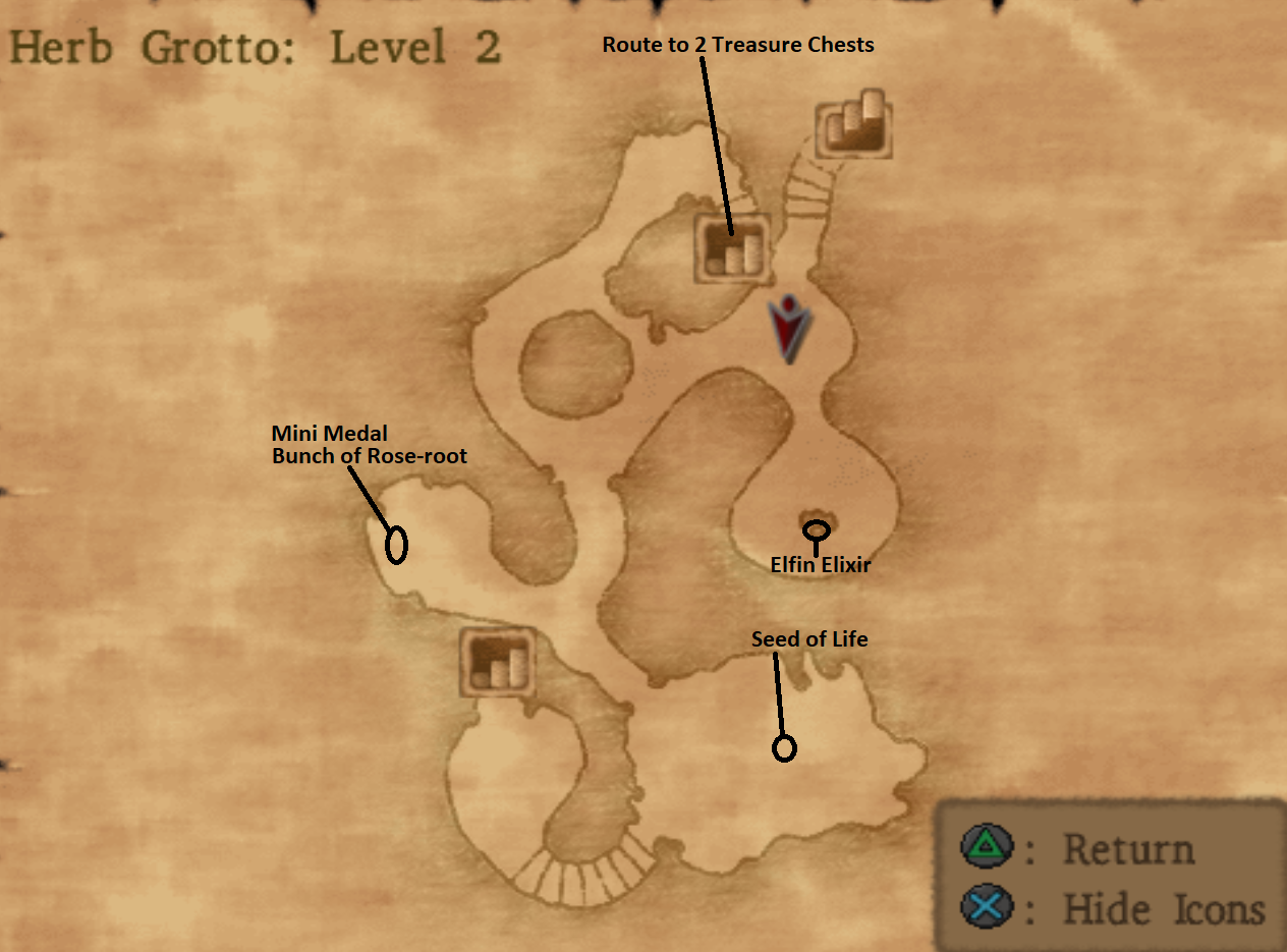 Map of Herb Grotto Dungeon Level 2